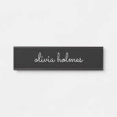 Trendy Modern Black Script Name Namplate Sign Türschild (Vorderseite )