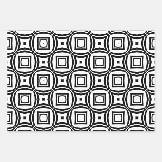 Trendy Modern Black & White Geschenkpapier Set (Vorderseite)