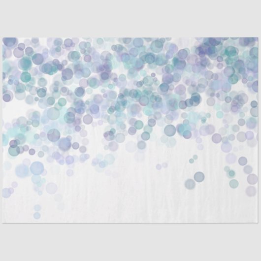 Trendy Modern Blue and White Bokeh Dots Seidenpapier (Vorderseite)