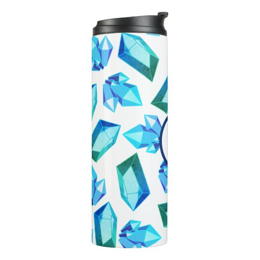 Trendy Modern Blue Geode Gemstones | PERSONALISIER Thermosbecher (Nach links gedreht)