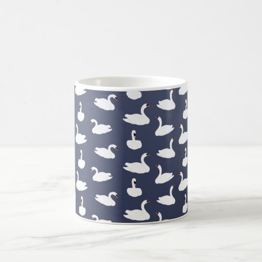 Trendy Modern Blue Swan Pattern Mug Kaffeetasse (Mittel)