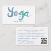 Trendy Modern Blue Yoga Instructor Visitenkarte (Vorne/Hinten)