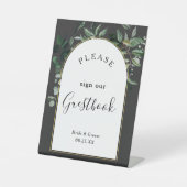 Trendy Modern Boho arch Botanic Greenery Gästebuch Sockelschild (Vorderseite)