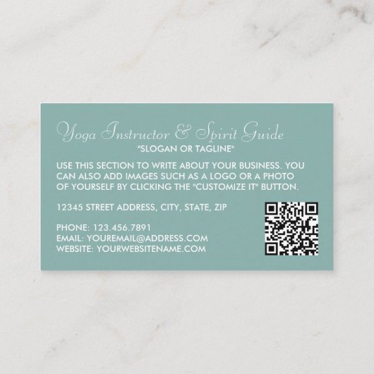 Trendy Modern Boho Yoga Instructor Visitenkarte (Rückseite)