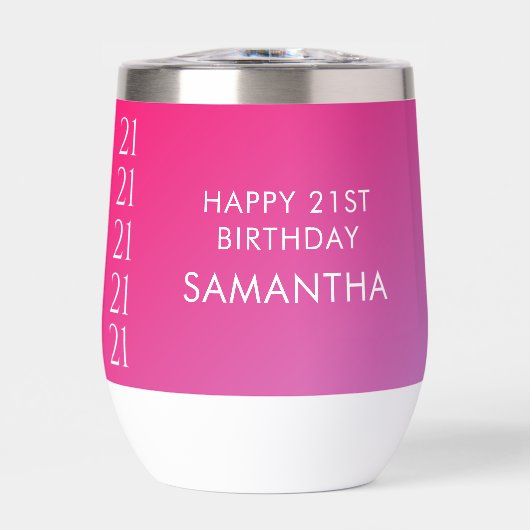 Trendy Modern Bold Pink Gradient 21st Birthday (Vorderseite)