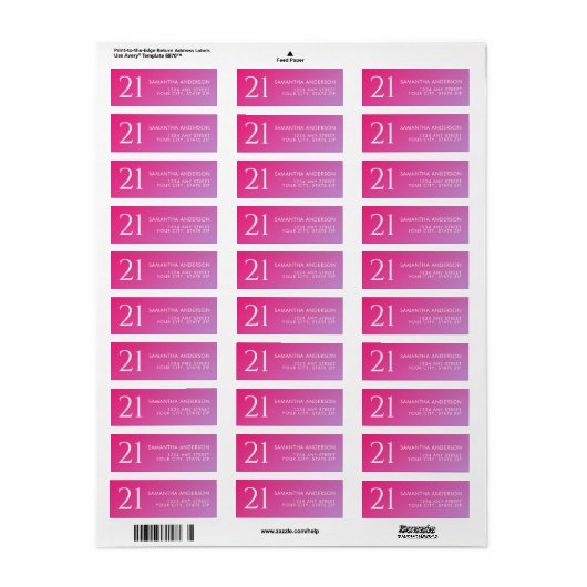 Trendy Modern Bold Pink Gradient 21st Birthday (Vorne)