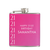 Trendy Modern Bold Pink Gradient 21st Birthday Flachmann (Vorderseite)