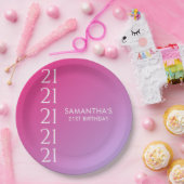 Trendy Modern Bold Pink Gradient 21st Birthday Pappteller (Party)