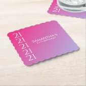 Trendy Modern Bold Pink Gradient 21st Birthday Untersetzer (angewinkelt)