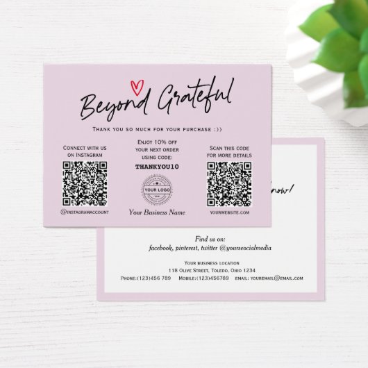 Trendy Modern Calligraphy Lila QR-Code-Geschenkkar (Schreibtisch)