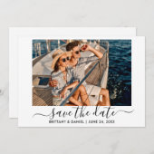 Trendy Modern Calligraphy Script Foto Save The Date (Vorne/Hinten)