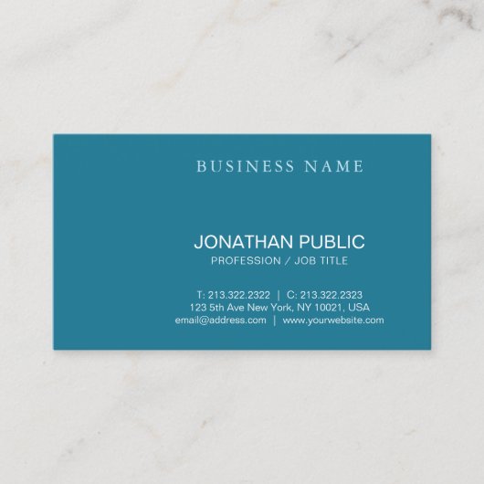 Trendy Modern Calligraphy Script Türkis Schlicht Visitenkarte (Vorderseite)