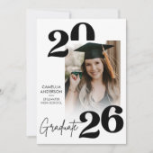 Trendy Modern Casual Photo Graduation Einladung (Vorderseite)