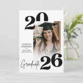 Trendy Modern Casual Photo Graduation Einladung (Stehend Vorderseite)