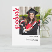 Trendy Modern Casual Photo Graduation Invitation Einladung (Stehend Vorderseite)