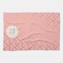 Trendy Modern Chic Geometric Golden Blush Pink Geschirrtuch