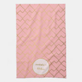 Trendy Modern Chic Geometric Golden Blush Pink Geschirrtuch (Vertikal)