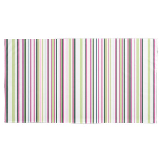 Trendy Modern Chic, grün, rosa und weiße Streifen Kissenbezug (Vorderseite-Links)