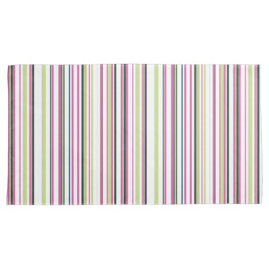Trendy Modern Chic, grün, rosa und weiße Streifen Kissenbezug (Vorderseite-Rechts)