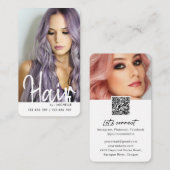 Trendy Modern chic Hair Stilvolles QR Code Foto Visitenkarte (Vorne/Hinten)