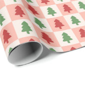 Trendy Modern Christmas Tree Chered Pattern Geschenkpapier (Rolleneckpunkt)