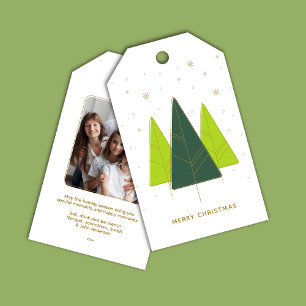 Trendy Modern Christmas Tree Green Foto Geschenkanhänger