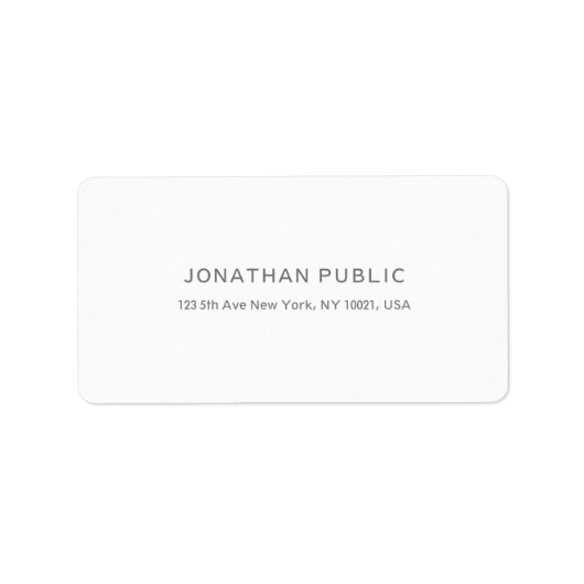 Trendy Modern Clean Elegant Template White Address Adressaufkleber (Vorne)