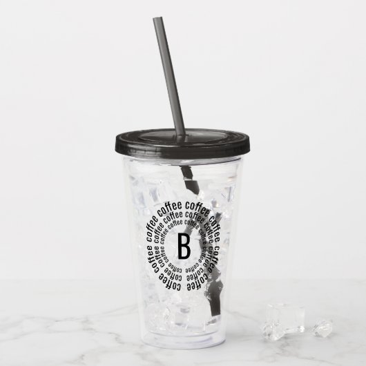 Trendy Modern Coffee Spirale | Monogramm Acryltrinkbecher (Vorderseite Ice)