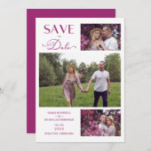 Trendy Modern Collage 3 Photos Wedding Save The Date (Vorne/Hinten)