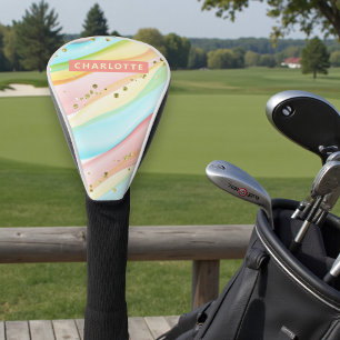 Trendy Modern Colorful Girl Personalisierter Name Golf Headcover