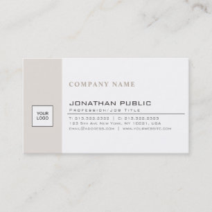 Trendy Modern Company Logo Beige White Simple Visitenkarte