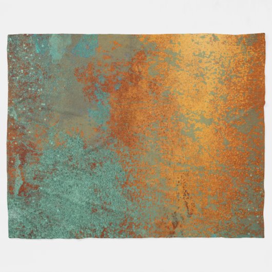 Trendy Modern Copper Patina Metallic Fleecedecke (Vorderseite (Horizontal))