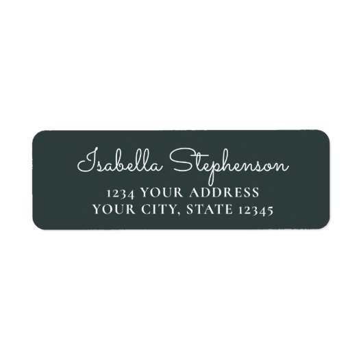 Trendy Modern Dark Green Script Rücksendeadresse (Vorne)