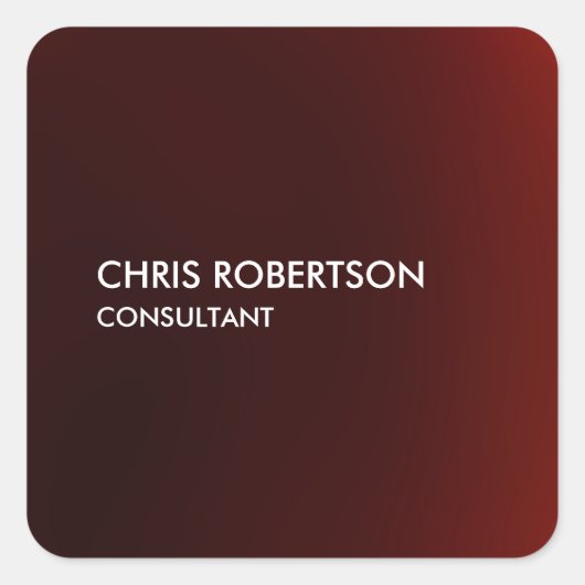 Trendy Modern Dark Red Quadratischer Aufkleber (Vorderseite)