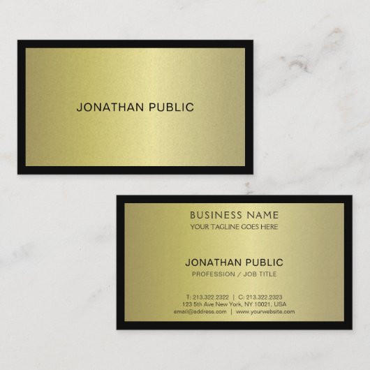 Trendy Modern Elegant Glamour Gold Schlicht Luxus Visitenkarte (Vorne/Hinten)