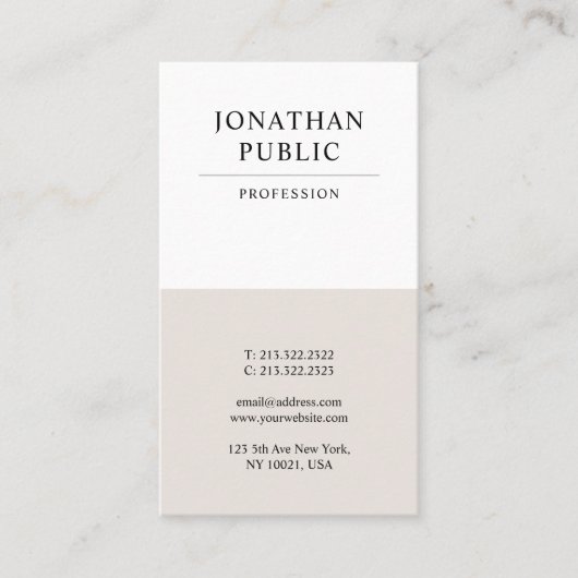 Trendy Modern Elegant Minimalistisch Luxus Schlich Visitenkarte (Vorderseite)