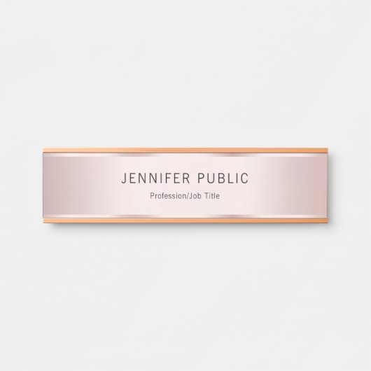 Trendy Modern Elegant Professional Glam Rose Gold Türschild (Vorderseite )