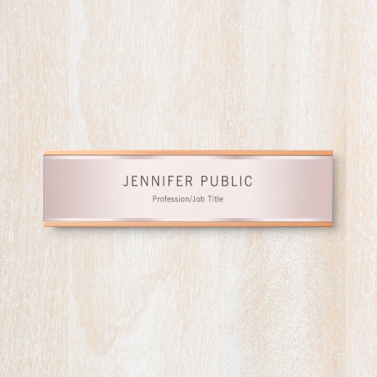 Trendy Modern Elegant Professional Glam Rose Gold Türschild (Vorderseite )
