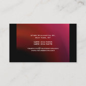 Trendy Modern Elegant Red Black Visitenkarte (Rückseite)