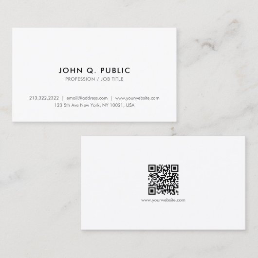 Trendy Modern Elegant Simple Professional QR Code Visitenkarte (Vorne/Hinten)