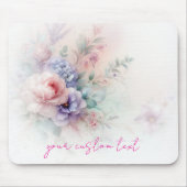 Trendy Modern Elegant Watercolor Flowers Painting Mousepad (Vorne)