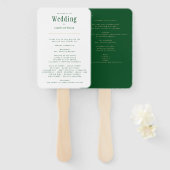 Trendy Modern Emerald Green Gold Wedding Program H Fächer (Vorne und Hinten)