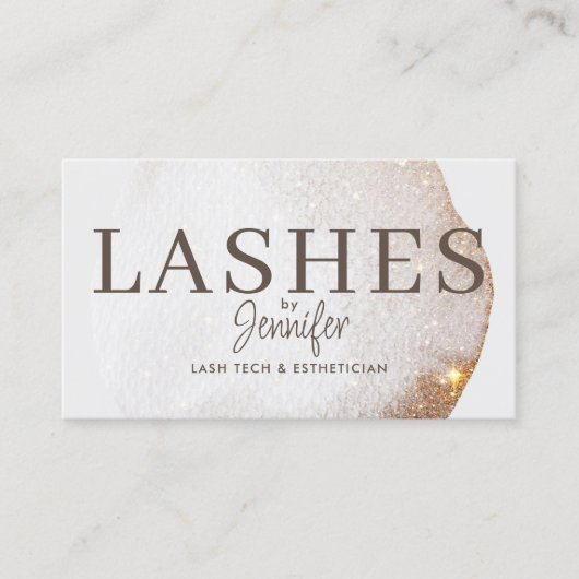 Trendy Modern Eyelash Extensions QR Code Gold Visitenkarte (Vorderseite)