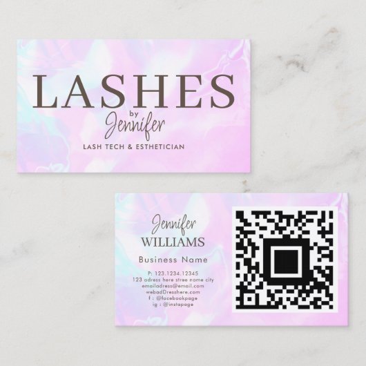 Trendy Modern Eyelash Extensions QR Code Luxury Visitenkarte (Vorne/Hinten)