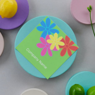 TRENDY MODERN FARBIGE ABSTRAKTE BLUME PINK BLUE QUADRATISCHE VISITENKARTE