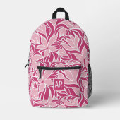 Trendy Modern Floral Pattern Monogramm Cool Pink Bedruckter Rucksack (Vorderseite)