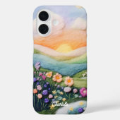 Trendy Modern Floral Sunset Personalisierter Name Case-Mate iPhone Hülle (Rückseite)