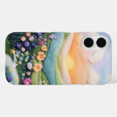 Trendy Modern Floral Sunset Personalisierter Name Case-Mate iPhone Hülle (Rückseite (Horizontal))