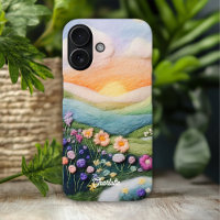 Trendy Modern Floral Sunset Personalisierter Name