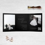 Trendy Modern Foto Black Wedding Dreifach Gefaltete Einladung<br><div class="desc">Trendy Modern Foto Black Wedding Tri-Fold Einladung</div>